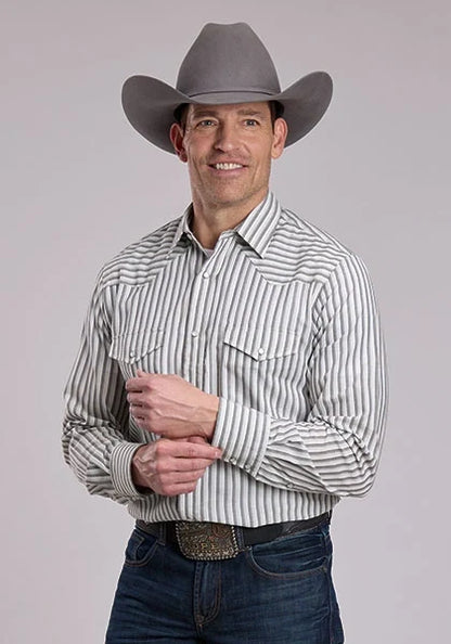 Roper 3128 Striped (White/Grey) - Men's Western Shirt