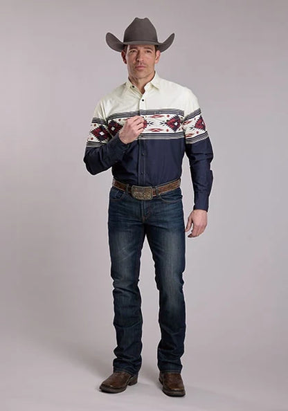 Roper 3175 Horizontal Border (Black) - Men's Western Shirt