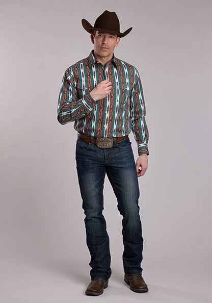 Roper 3176 Vintage Stripe (Brown) - Men's Western Shirt
