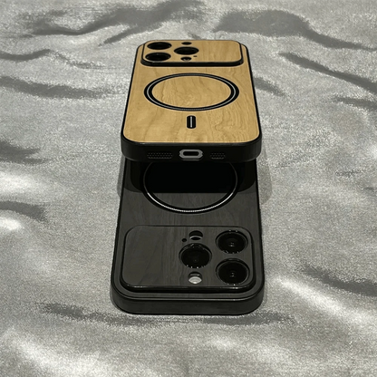 Luxury Wood Grain Magsafe Shockproof iPhone Case
