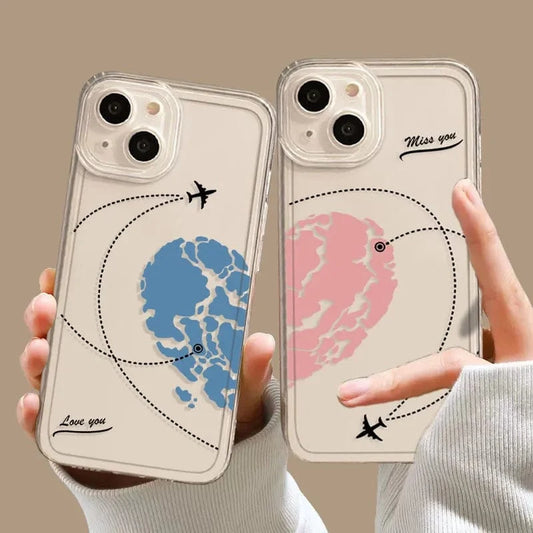 Aircraft Love Heart Couple iPhone Case